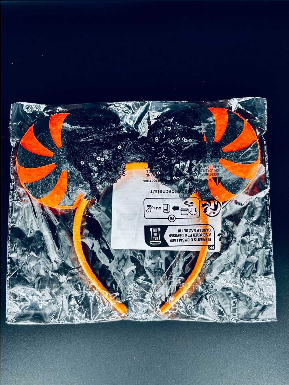 Halloween Orange and Black Swirl Mouse Ears/ Headband - Picture 2 of 2